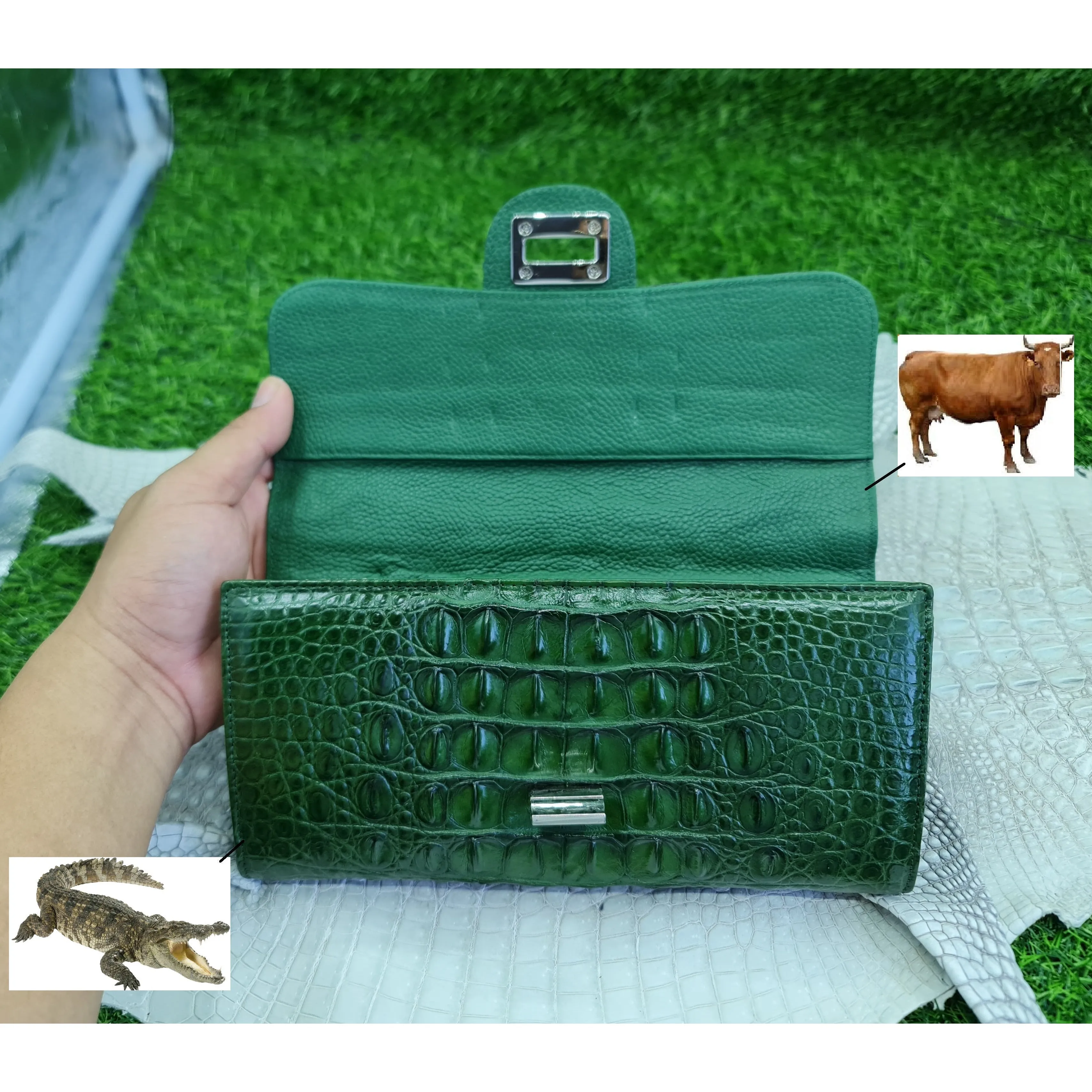 Womens Leather Alligator Handbag Handmade Luxury Leather Bag - Work Bag Women - Green Leather Satchel Purse XACH-05