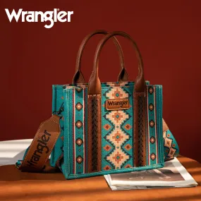 Wrangler Southwestern Print Small Canvas Tote/Crossbody - Turquoise