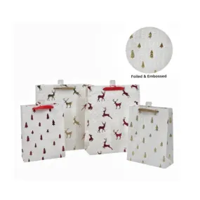 XMAS FOILED&EMBOSSED TREE/REINDEERS GIFT BAG XLRG 42X31X12CM