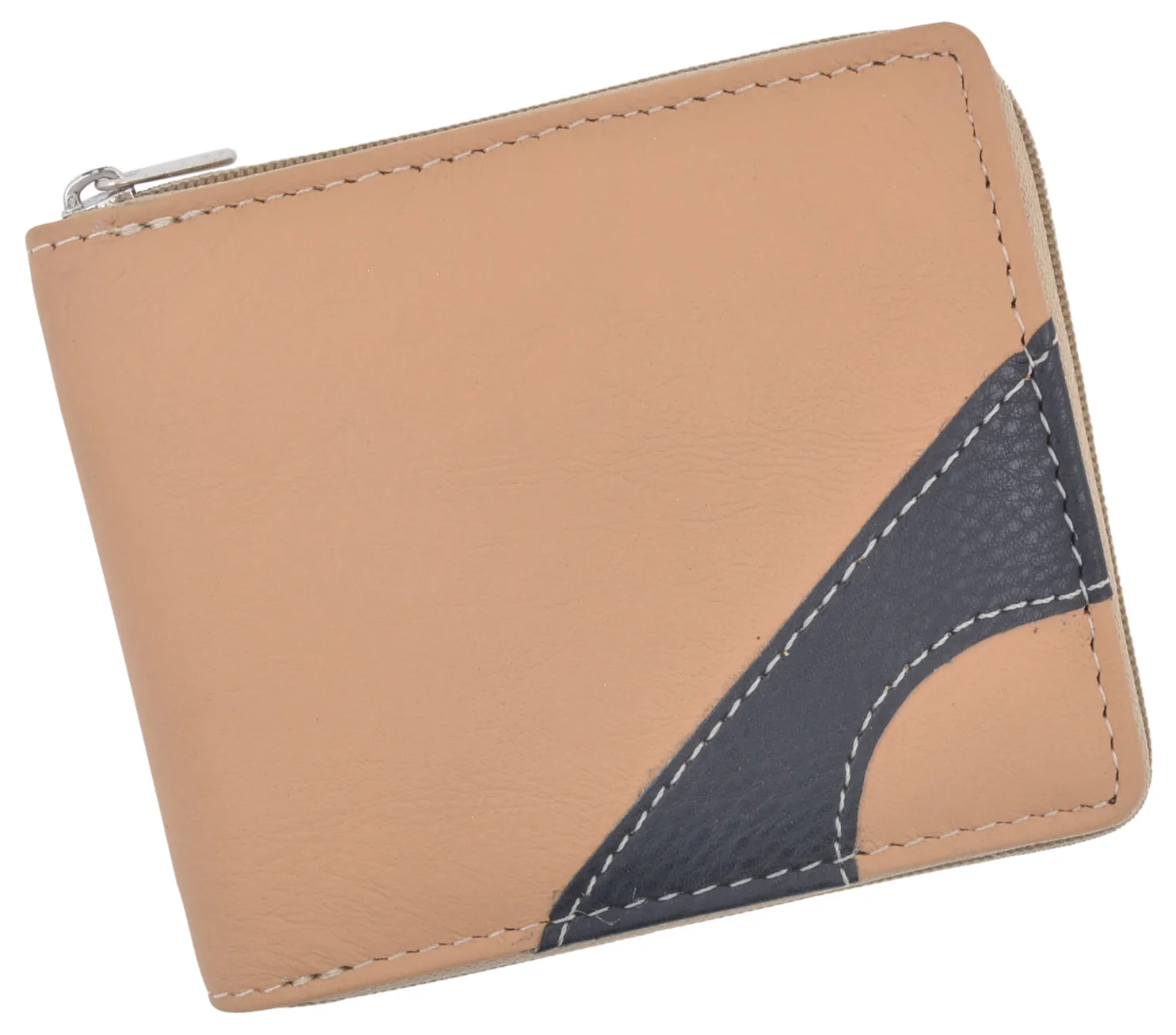 Zip-Around Men's Genuine Leather Credit Card ID Holder Bifold Zippered Wallet