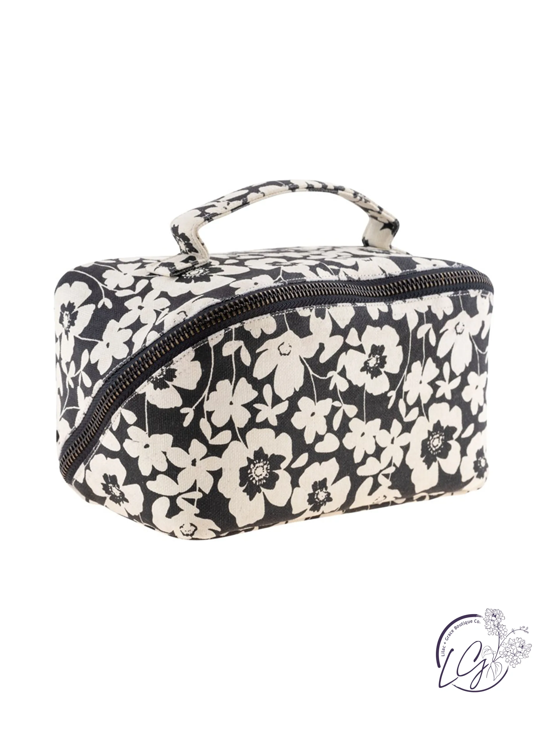 Zip Cosmetic Bag Ink Floral